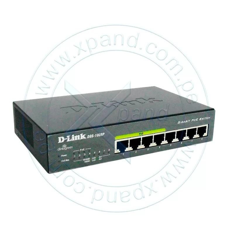 Switch D-Link DGS-1100-08P, Capa 2, 8 puertos RJ-45 LAN GbE, PoE, Auto MDI/MDIX.