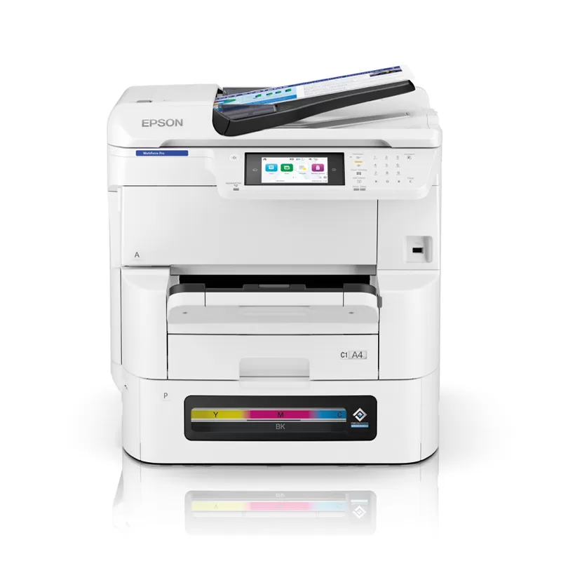 Impresora de inyección de tinta multifunción Epson WorkForce Pro EM-C8100 Con cable e inalámbrico - Color - Copiadora/Fax/Impresora/Escáner - ppm Mono/25 ppm de impresión en color - 4800 x 1200 dpi Impresión - Dúplex impresión Automático - Hasta 75000 páginas al mes - Color De Superficie Plana, CIS, ADF Escáner - 1200 x 2400 - Color Fax - Gigabit Ethernet Ethernet - LAN inalámbrica - Epson Connect, Epson Email Print, Epson Remote Print, Epson escaneo a nube, Apple AirPrint, Mopria, ChromeOS