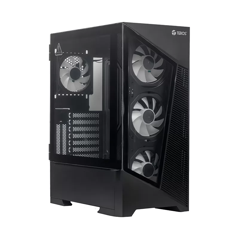 Case sin fuente Gamer TEROS TE-1330G, ITX, M-ATX, ATX, E-ATX, 3.5" y 2.5", Negro