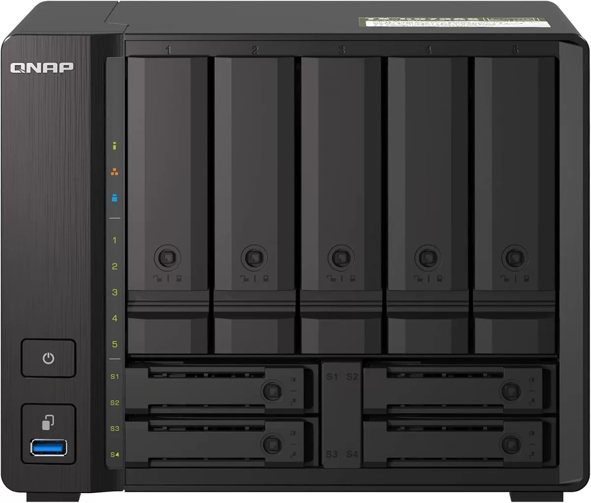 QNAP TS-h973AX-32G QuTS Hero NAS de 9 bahias con conectividad de 10GbE/2.5GbE - NO incluye discos - Caja Abierta