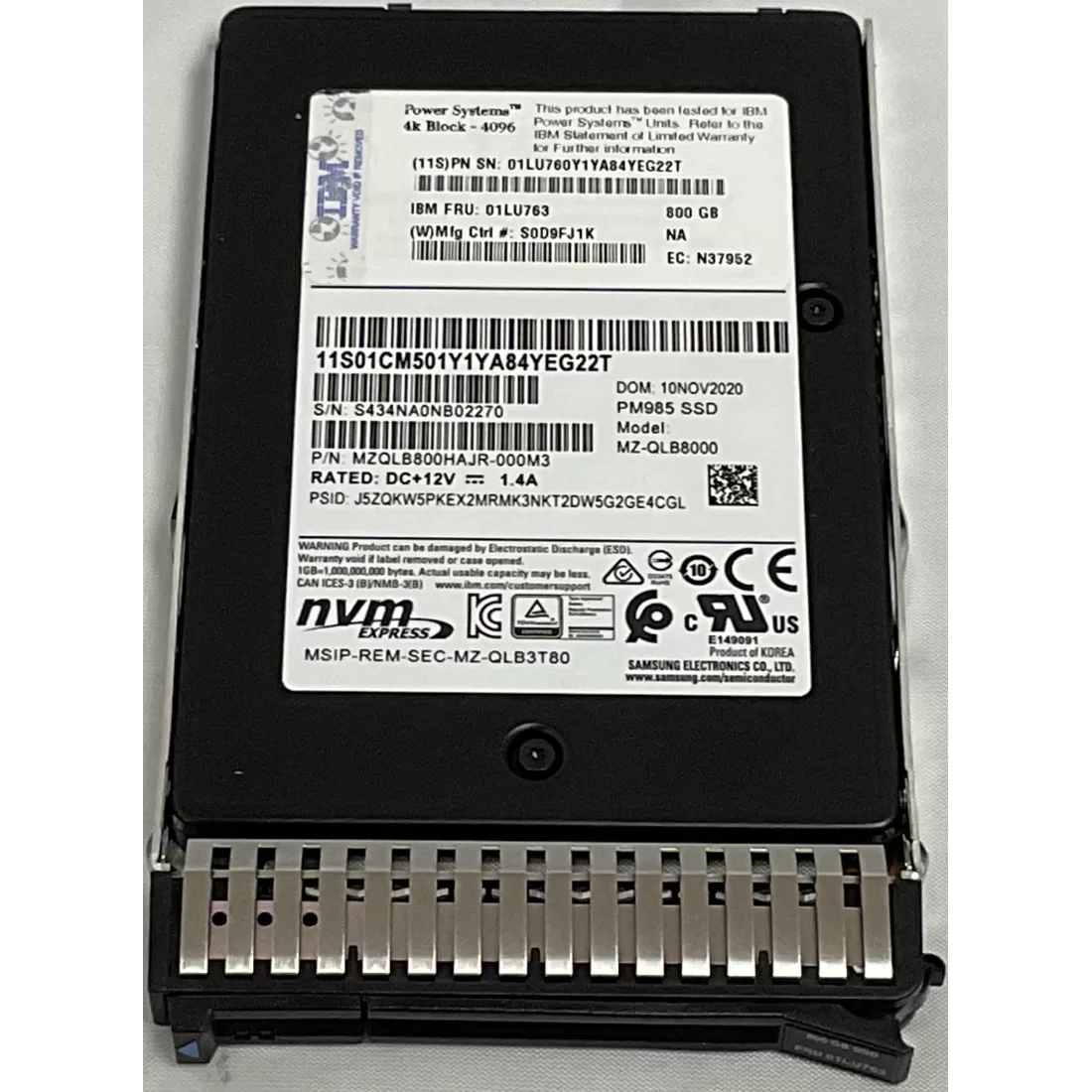Disco SSD LENOVO 800GB NVME PCIE 3.0 X4 U.2 2.5" SFF  PM983 MZQLB800HAJR-000M3 02YC615
