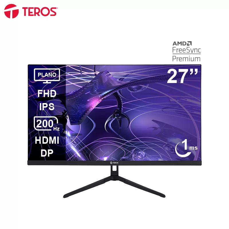 Monitor plano gaming TEROS TE-2786G, 27" FHD IPS, 200Hz, 1ms, HDMI, DP, Audio out