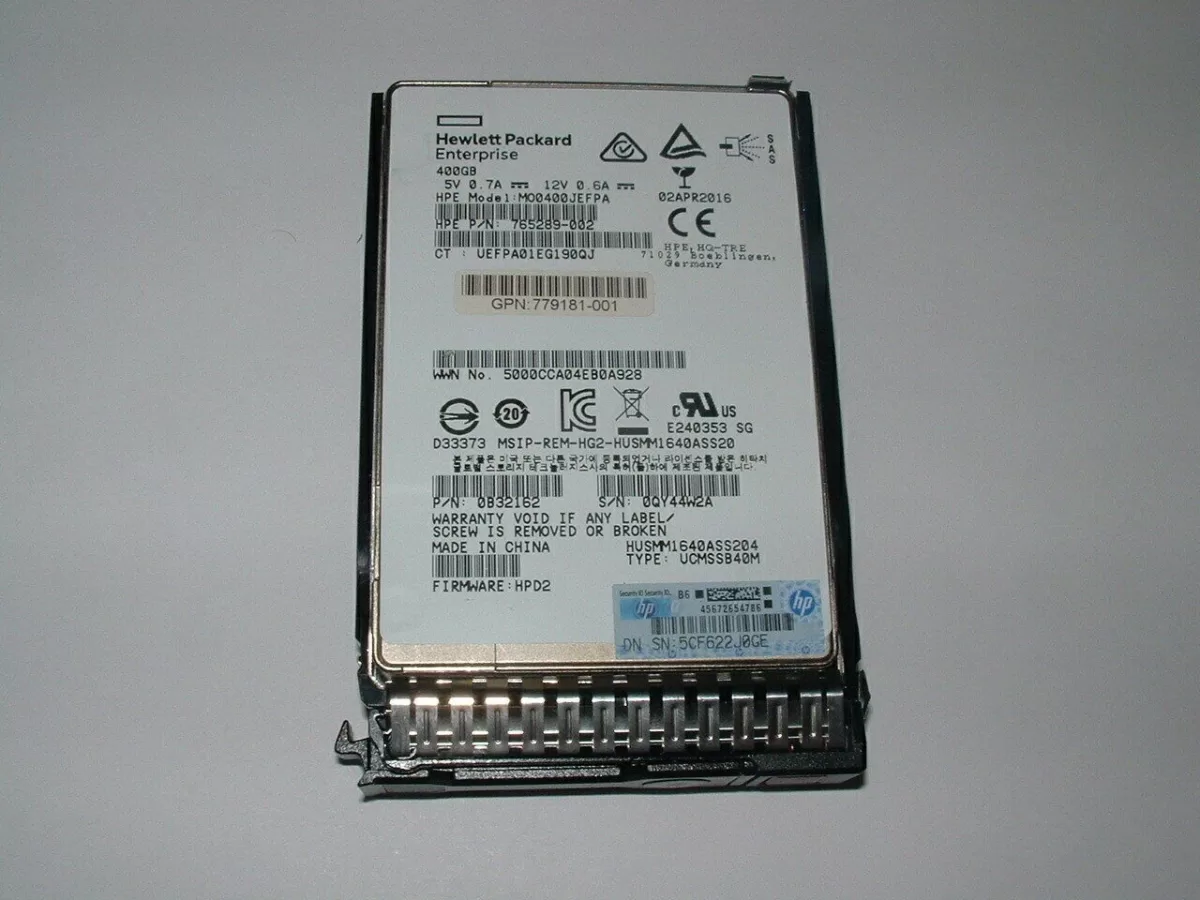 Disco HPE 400GB MLC 12G 2.5 SAS SSD  - Usado