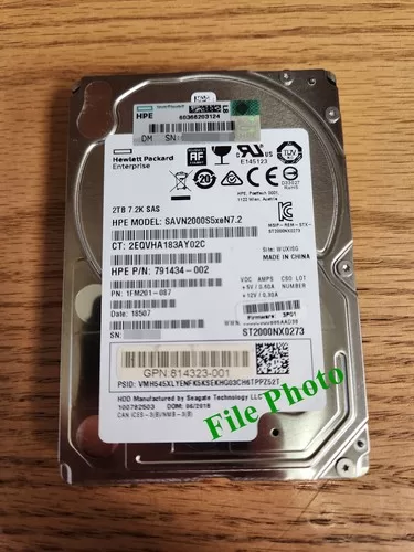 Disco HP 2TB 7.2K 2.5 SAS SFF 791434-002 Retirado de Equipo Uso