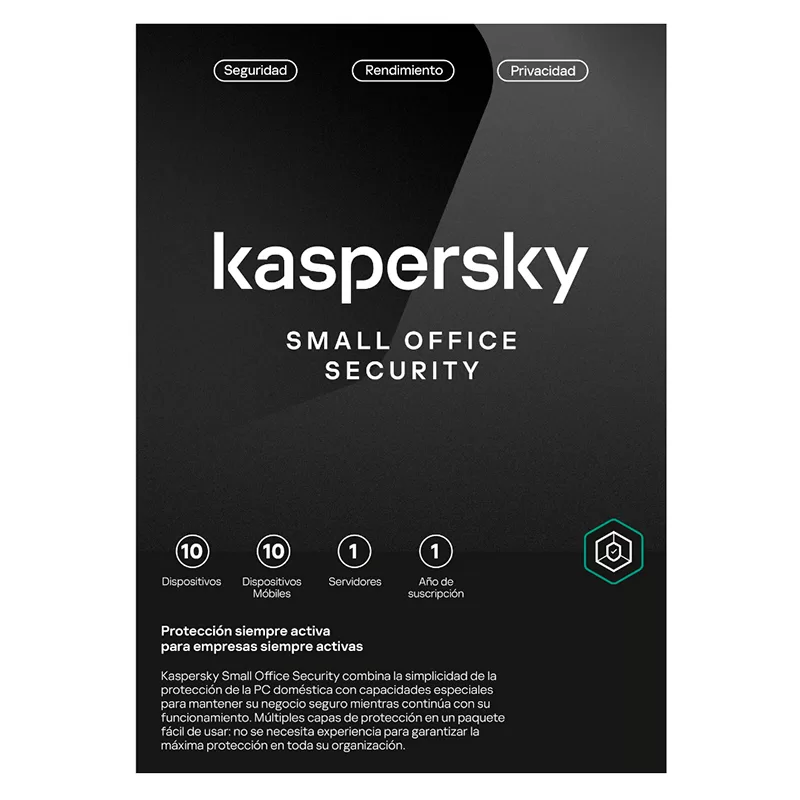 Software Kaspersky Small Office Security, para 10 PCs+1 Serv, Lic 1 año, Producto Virtual.