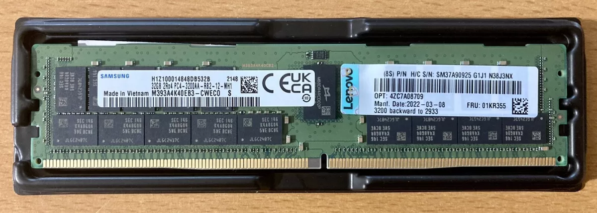 Memoria Lenovo 01KR355 4ZC7A08709 32GB 2Rx4 DDR4 PC4-2933 Retirado de Equipo en Uso Garantia 12 Meses