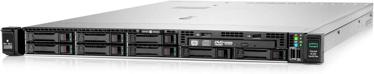 CTO HPE ProLiant DL360 G10 Plus , Procesador Intel Xeon Gold 6338N 2.0GHz 32 Cores fisicos, 2x Memoria HPE 64GB PC4-2933Y DDR4 P03053-0A1 P06192-001, 2x HPE 960GB NVMe Gen4 HP RI SFF SCN U.3  SSD, 2x Disco 3.84TB SSD SAS 12Gb/s 2.5'' SAMSUNG PM1633a , Tarjeta controlador Array MR416i-a SAS  Gen10+, 2x Fuente de poder HPE 800W Flex Slot Platinum P39385-001