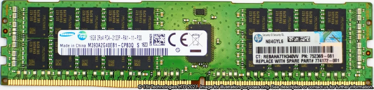 Memoria HP DDR4 16GB 774172-001 752369-081 DIMM de 288 2133 MHz PC4 17000 - CL15 - 1.2V retirado de equipo en Uso Garantia 12 Meses
