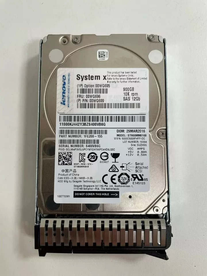 Disco Lenovo 00WG695 00WG696 00WG699 900GB 12Gbps 10K 2.5 SAS Usado Garantia 12 Meses