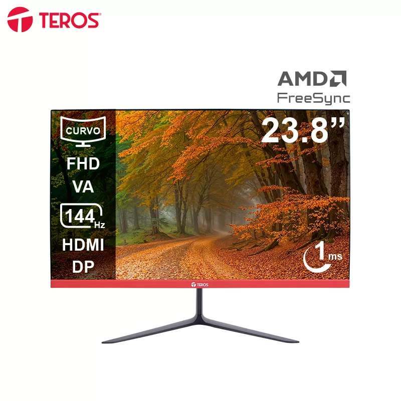 Monitor curvo Teros TE-2403S, 23.8" FHD VA, 144HZ, 1MS, HDMI, DP, Audio out