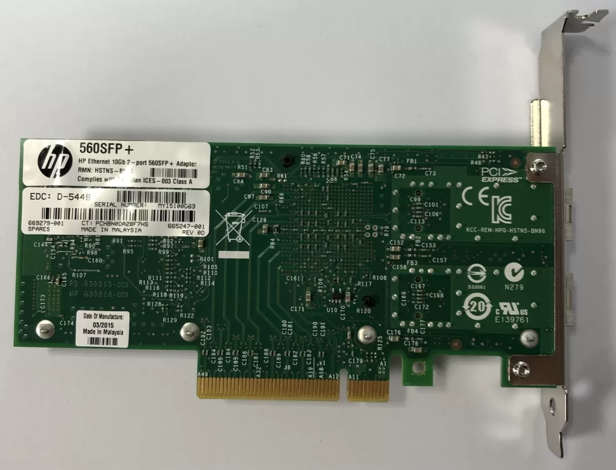 Tarjeta de Fibra HP 560SFP+ 669279-001 665247-001 10GB Dual Port SFP+