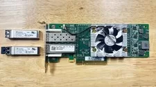 Dell QLogic QLE2662L-DEL Fiber Chanel HBA 16G w/ Transceivers LP Bracket w/ Fan - Used