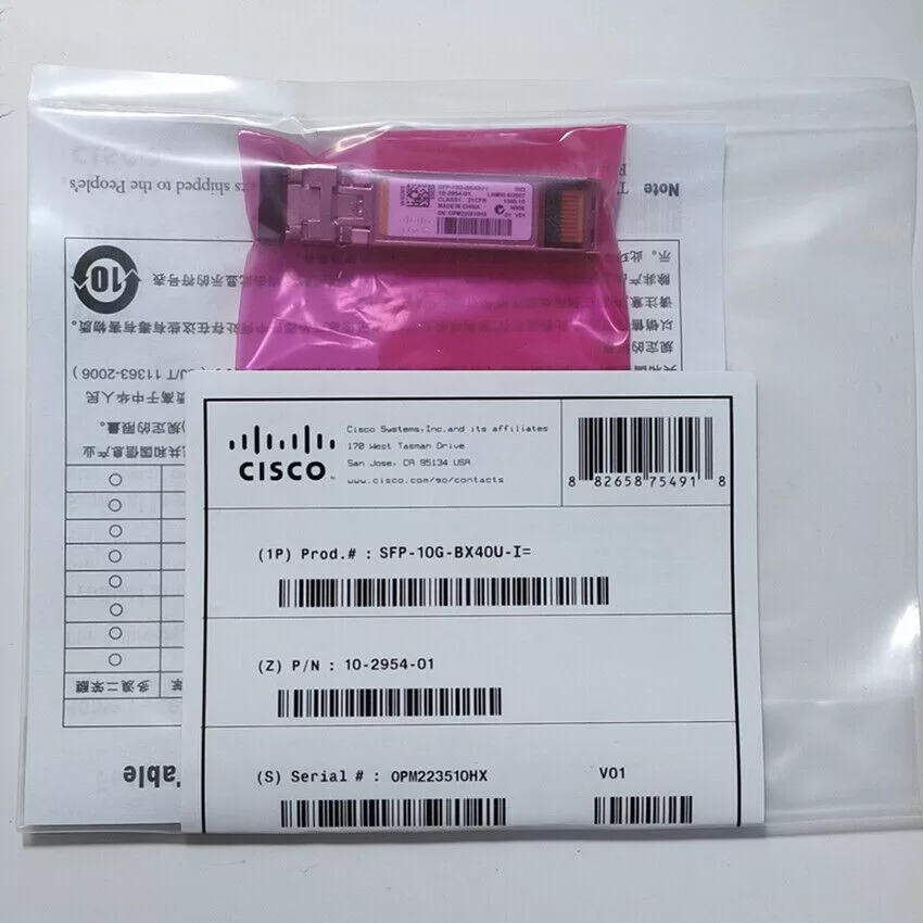 Transceptor Cisco SFP-10G-BX40U-I 10GbE SFP+ BiDi TX1270 RX1330 SMF LC 40km Producto de Segundo Uso
