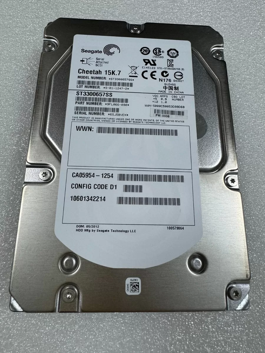 Disco Duro Seagate Cheetah 15K.7 300GB 15K RPM SAS 6Gbps 3.5" LFF ST3300657SS 9FL066 Producto de Segundo Uso