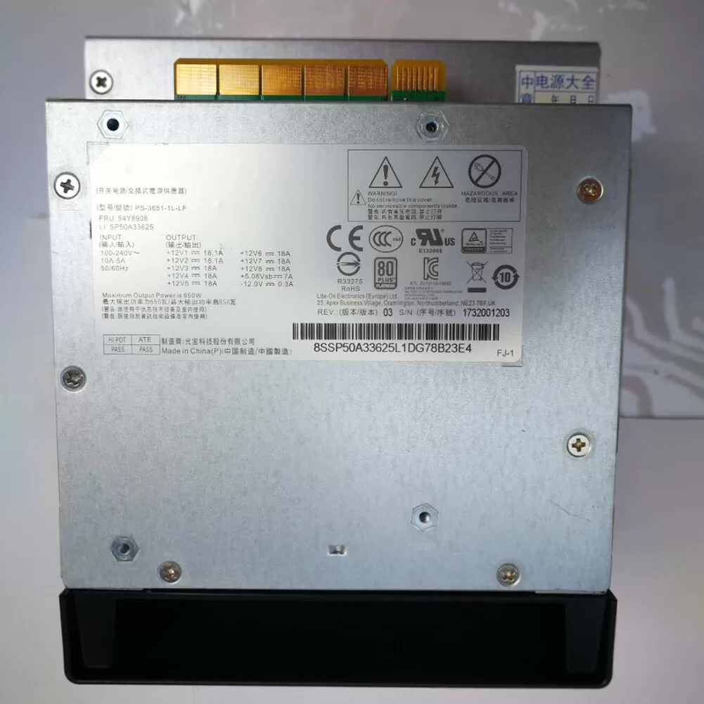 Fuente Lenovo ThinkStation P500 650W LiteOn 80Plus Platinum Retirado de Equipo en Uso Garantia 12 Meses