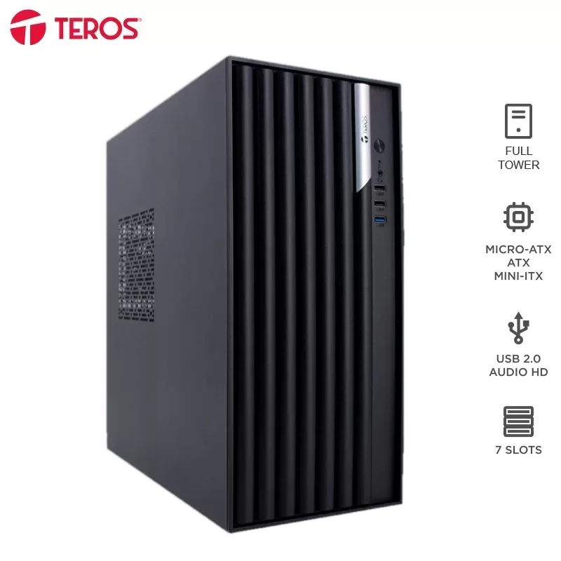 Case con fuente TEROS TE-1036S, Full, E-ATX / ATX / MICRO-ATX / ITX, USB-A, Audio, 250W