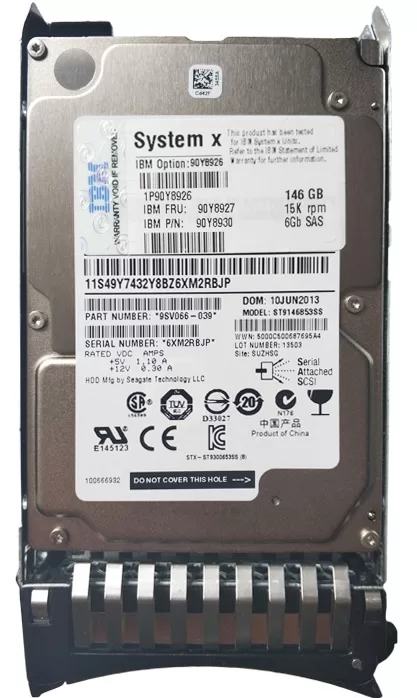 Disco Duro IBM 146GB 15K RPM SAS 6Gbps 2.5" SFF 90Y8926 90Y8927 Producto de Segundo Uso