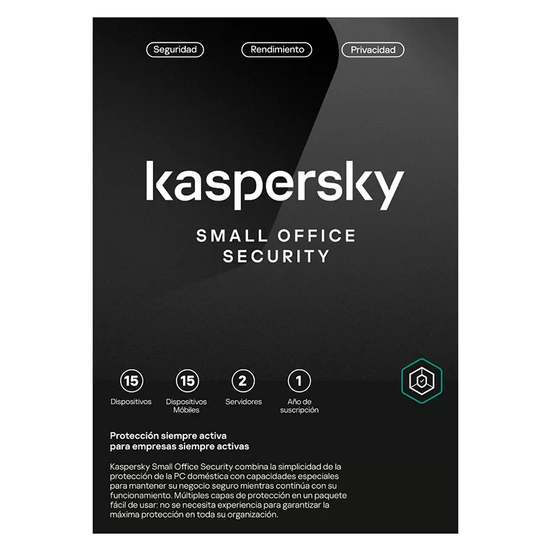 Software Kaspersky Small Office Security, para 15 PCs, Licencia 1 año, Producto Virtual.