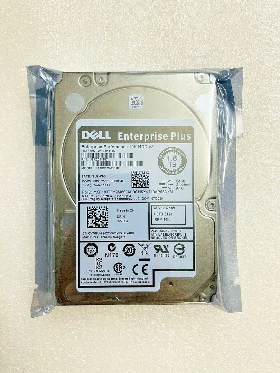 Disco Duro Dell 1.8TB 10K RPM SAS 12Gbps 2.5 SFF 0V768J V768J ST1800MM0018 Producto de Segundo Uso
