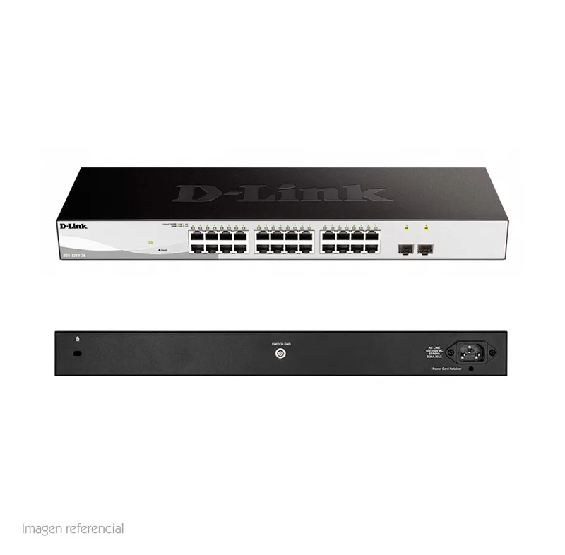 Switch D-Link DGS-1210 Series, Capa L2/L3, 24 RJ-45 GbE, 2 puertos SFP 1GbE.