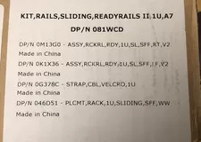 Dell 1U Sliding Rail A7 Kit R320 R330 R430 R620 R630 R640 NX3300 NX400 - Used