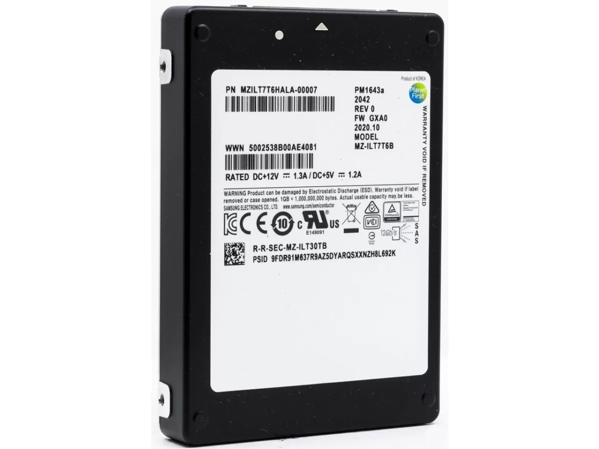 Disco Solido SSD SAMSUNG 3.2TB 12G SFF 2.5 SAS - Producto retirado de Equipo en uso Garantia 12 Meses - Compatible con servidores HP Dell Lenovo Y storage