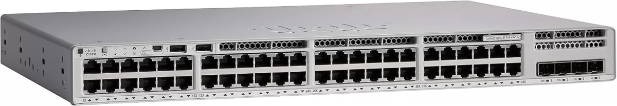 Switch  CISCO Catalyst C9200L-48P-4G-E PoE+  48 Puertos 10/100/100 9200L-48P-4G-E Catalyst 9200L de  48 puertos Full POE+ 4x1G 4x 1G uplinks fijos 1 Fuente de poder compatible - Modular - 4 Ranuras SFP  - Producto Usado Garantia 12 Meses