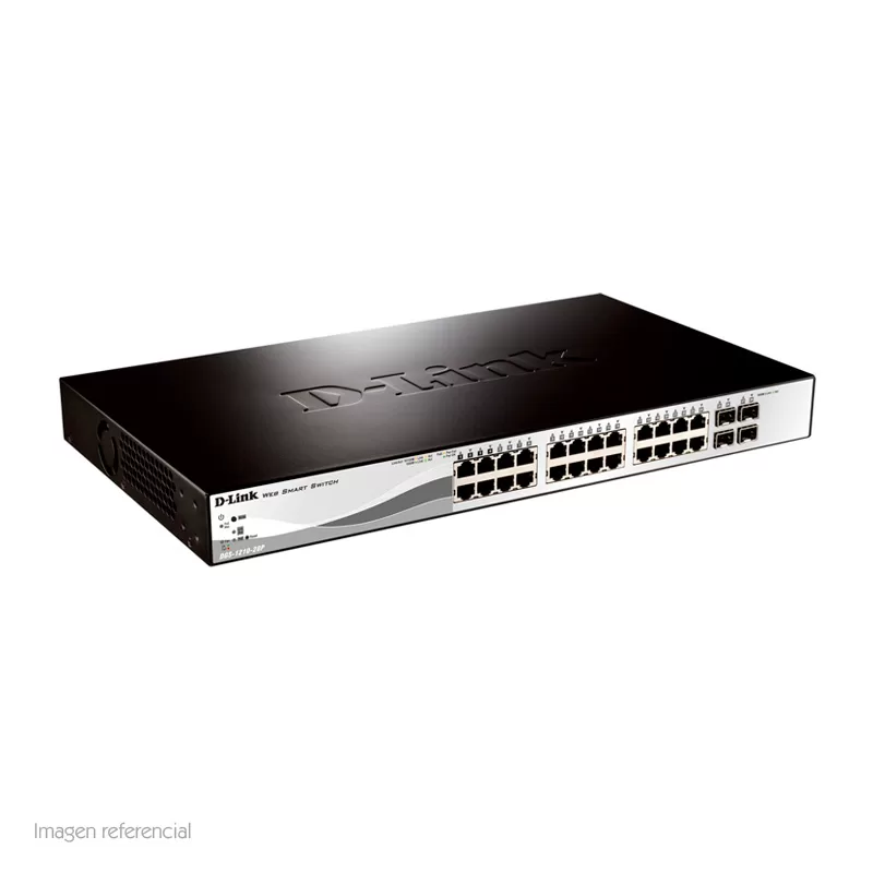 Switch D-Link DGS-1210-28P, Capa 2, PoE, 24 RJ-45 LAN GbE, 4 puertos SFP, Auto MDI/MDIX.