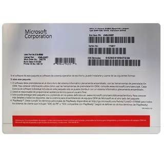 Sistema Operativo Microsoft Windows Home 11, 64 bits, español, 1pk, DSP OEM DVD.