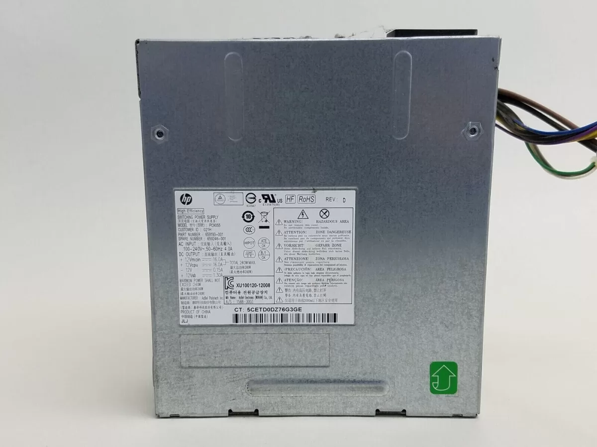 Fuente HP 240 Watt para Elite 8200 PC RP5800 659193-001 Retirado de Equipo en Uso
