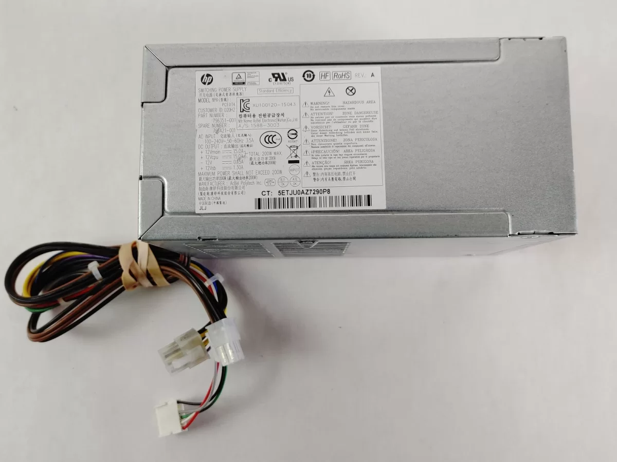 Fuente HP 200W 796421-001 796351-001 para Prodesk 600 G2 SFF Retirado de Equipo en Uso Garantia 12 Meses PRODUCTO DE SEGUNDO USO