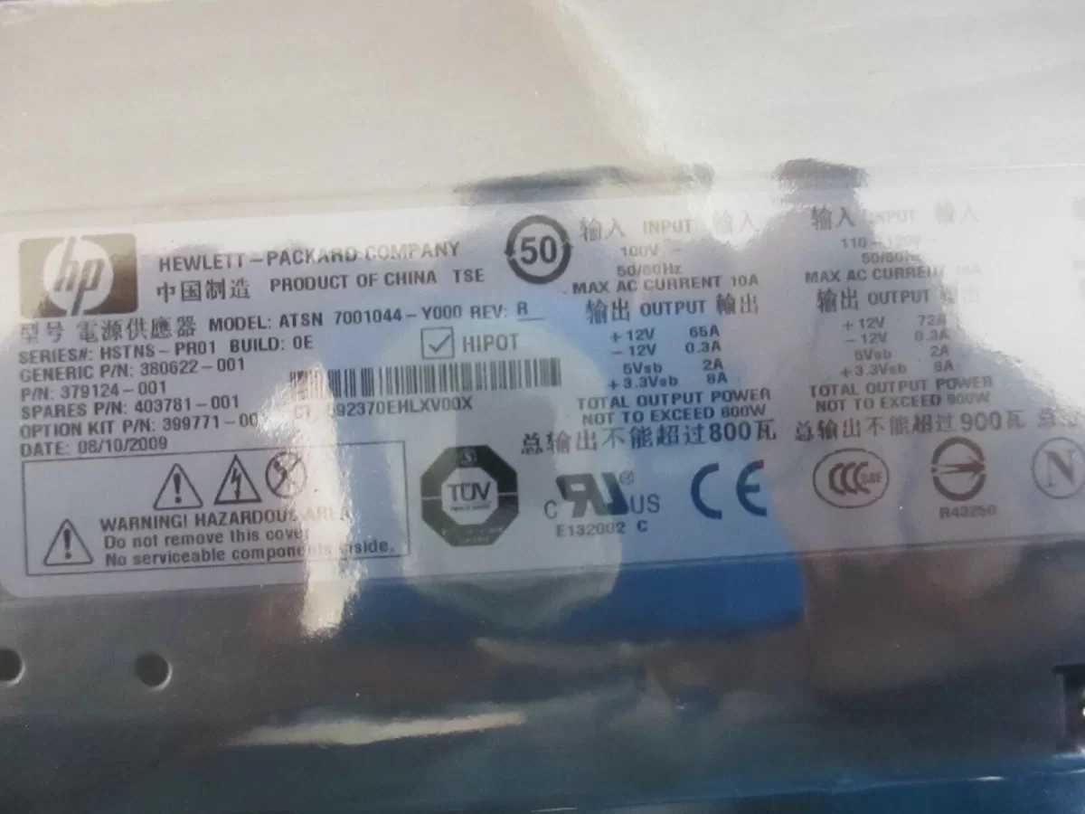 Fuente de Poder HP 1000W 399771-001 379124-001 403781-001 399771-B21 - en Bolsa Garantia 12 Meses Producto de Segundo Uso