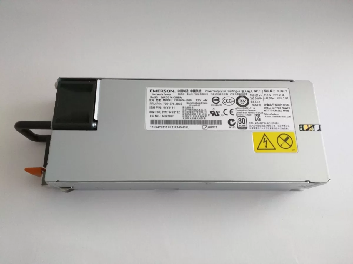 Fuente de Poder IBM 550W 80 Plus Platinum para System X3550 M4 X3650 M4 Hot-Swap 94Y8111 94Y8112 Producto de Segundo Uso