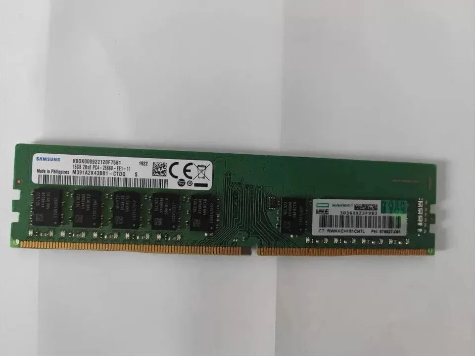 Memoria HP16GB 2Rx8 PC4 DDR4-2666V 879527-091- Retirado de Equipo en Uso Garantia 12 Meses - para servidores DL20 Gen10, ML30 Gen10, MicroServer Gen10 Plus