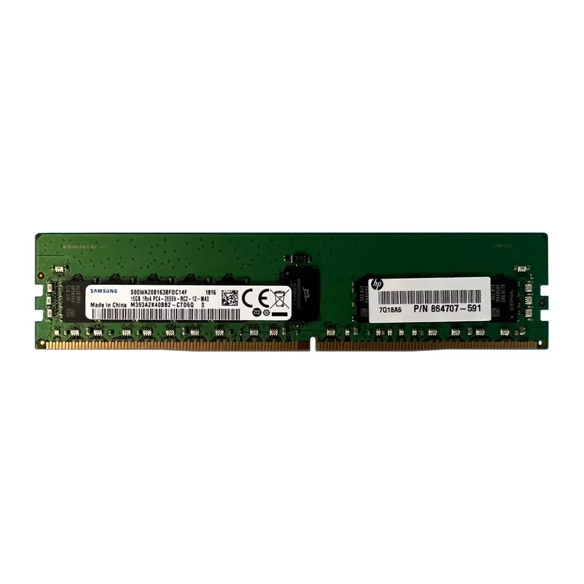MEMORIA HP 16GB PC4-21300 DDR4-2666V-R REGISTERED ECC 1RX4 CL19 288 PIN 1.20V MEMORY MODULE ( PC4-2666V-R ) (864707-591) - PRODUCTO DE SEGUNDO USO