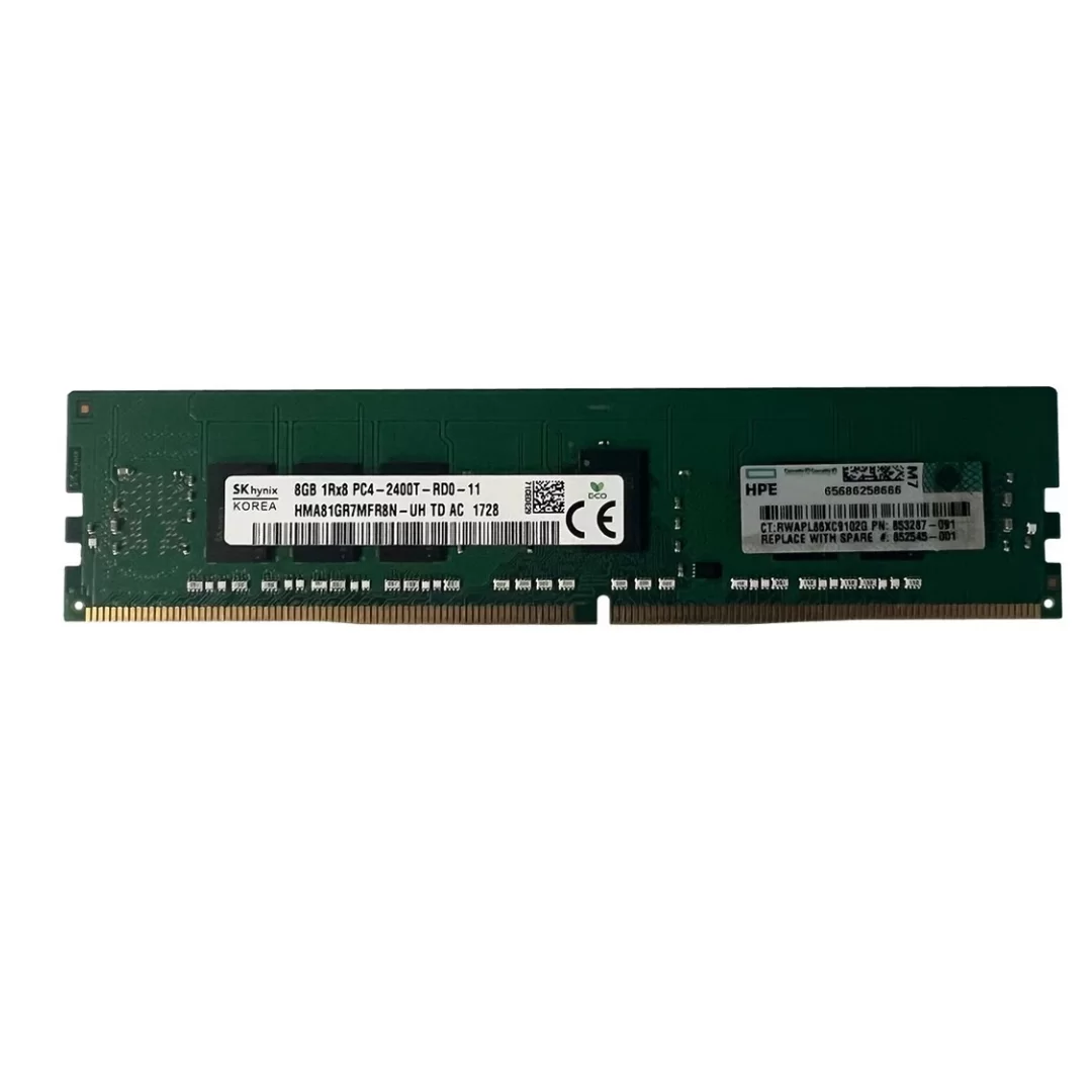 HP 852545-001 853287-091 8GB (1X8GB) PC4-19200 DDR4-2400MHZ SDRAM SINGLE RANK CL17 ECC REGISTERED 288-PIN RDIMM Bolsa