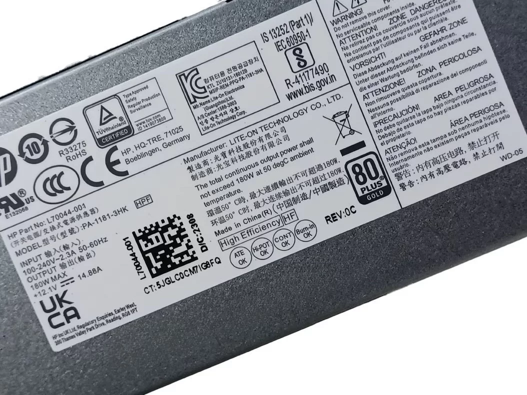 Fuente HP ProDesk EliteDesk 400 600 805 G6 G7 G8 L70044-001 L70044-002 L70044-004 180W - Retirado de Equipo
