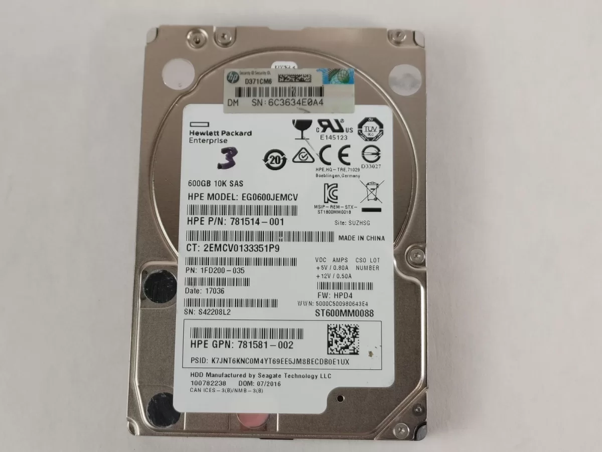 Disco Duro Seagate Enterprise Performance 10K.8 600GB 10K RPM SAS 12Gbps 2.5" SFF ST600MM0088 1FD200-175 Producto de Segundo Uso