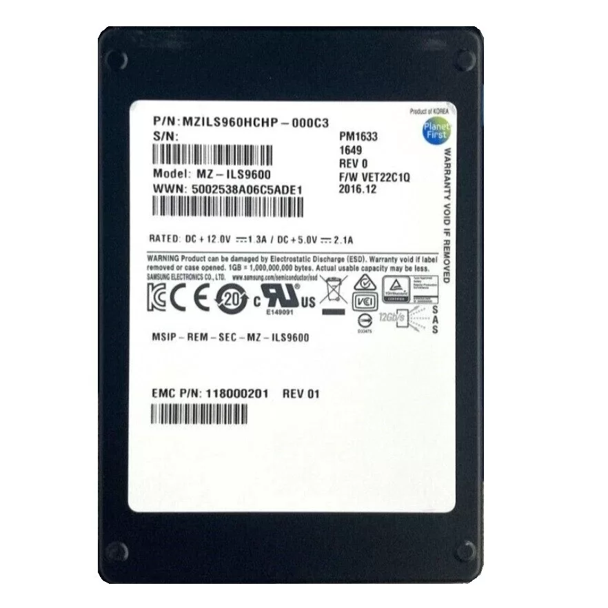 Disco SAMSUNG SSD 2.5" 960GB SAS 12G MZILS960HEHP-000C3 -Usado