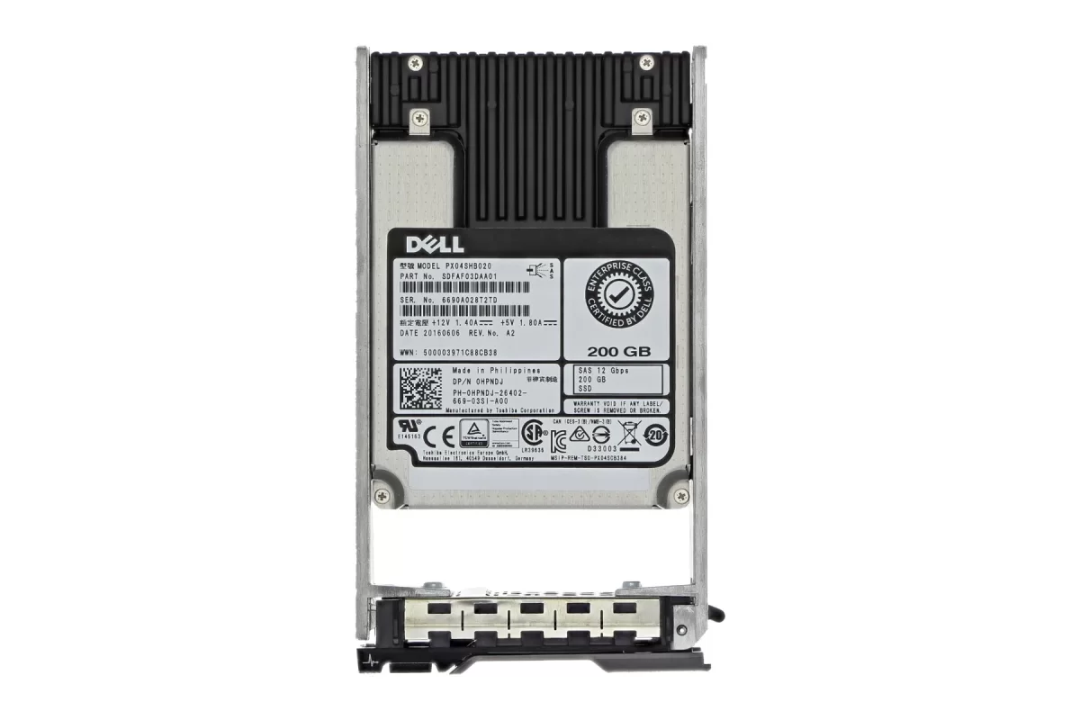 DISCO SSD DELL TOSHIBA 200GB SAS 12GB/S DUAL PORT 2.5" SFF PX04SHB020 SDFAF03DAA01 0HPNDJ PRODUCTO DE SEGUNDO USO