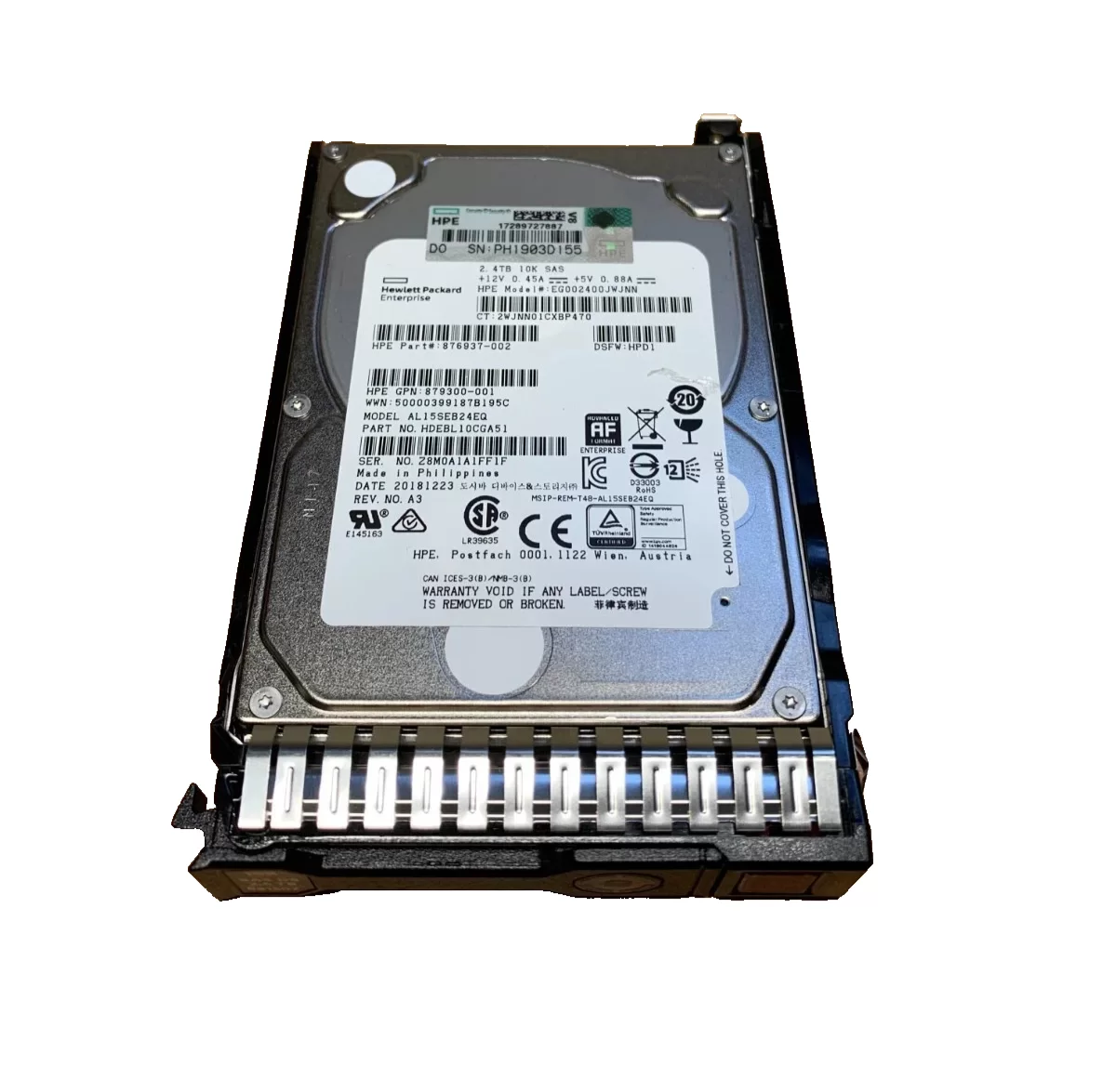 Disco Duro HP 2.4tb SAS 12gb/s 10K 2.5" SFF 512e 876937-002 879300-001 producto de segundo uso